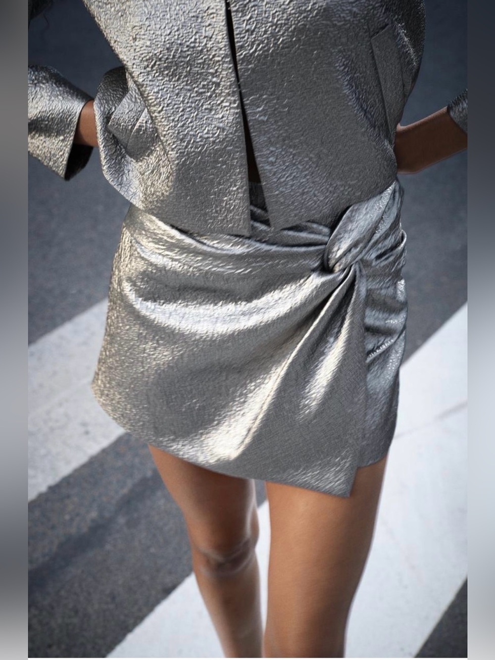 NWT Zara Mini Skirt Skort Grey Silver SHIMMER SEXY PRETTY ADORABLE SZ M SKORT!